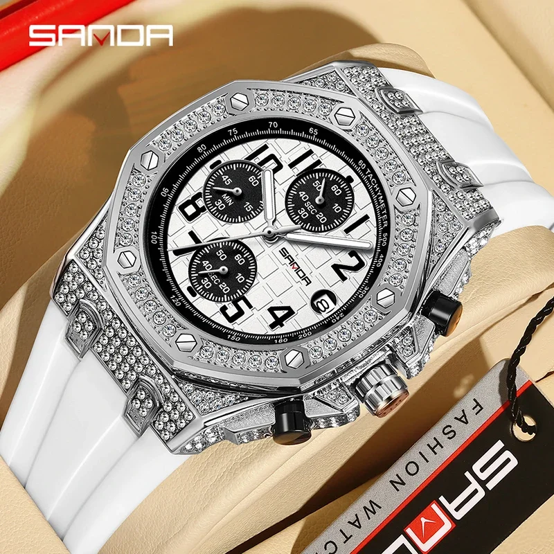 Rubber Strap Diver - Мужские кварцевые часы SANDA 7026: модные,