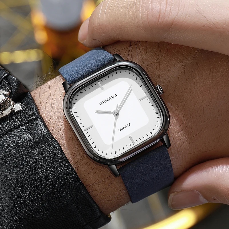 Leather Watch Band Men - Модные классические мужские часы с квадратным